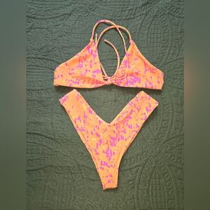 Skatie Vibrant Orange and Pink Bikini Set